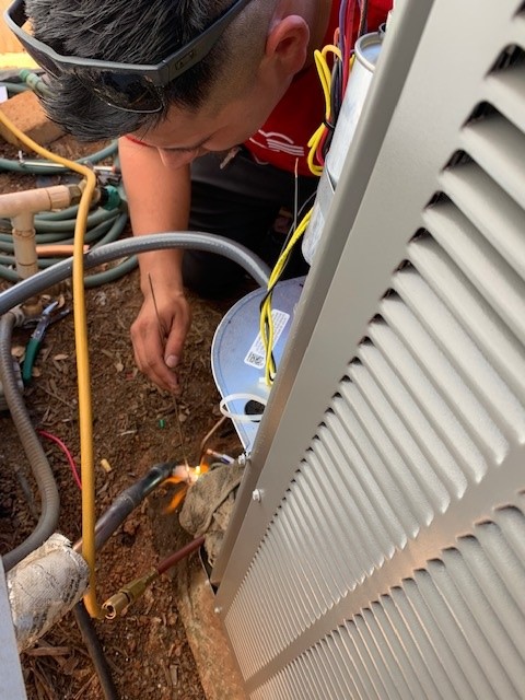 Mario welding new condenser